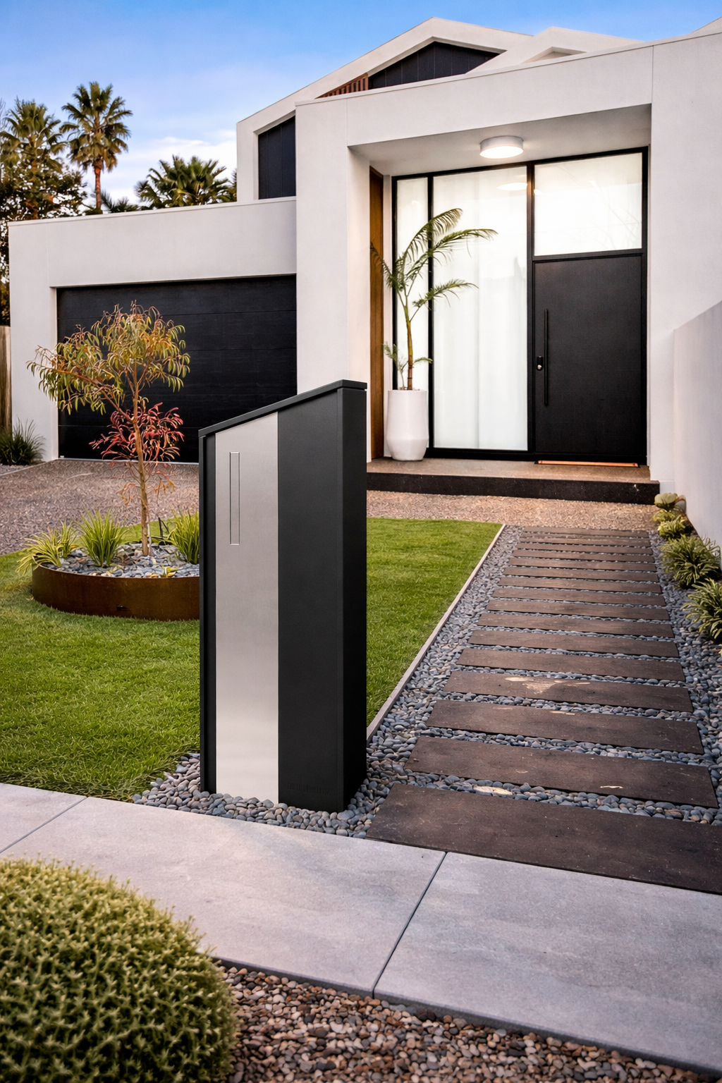 VANTAGE Pakket Pilaar Brievenbus – Zwart Staal”